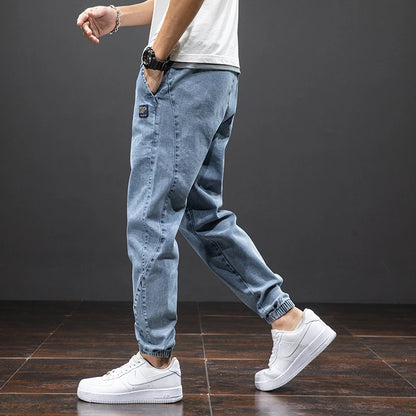 Cargo Jeans Men – Streetwear Denim Jogger Pants, Baggy Harem Style, Plus Size, Ideal for Spring and Summer