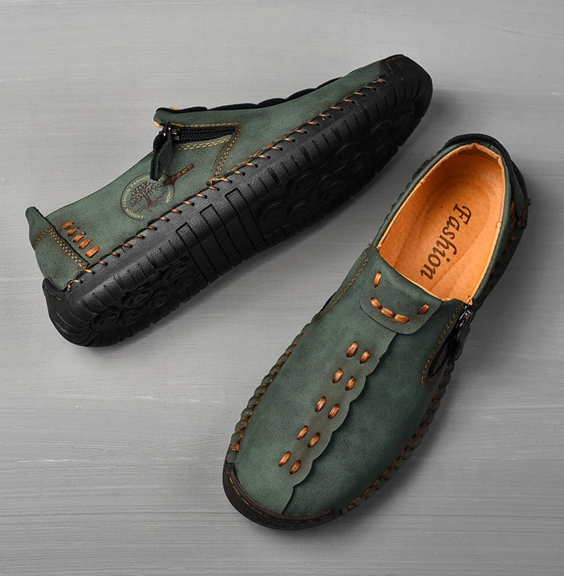 Handmade Leather Shoes – Casual Slip-On Loafers, Breathable Leather Shoes for Men, Flats, Hot Sale Moccasins, Tooling Shoes, Plus Size for Men
