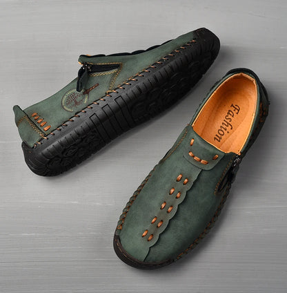 Handmade Leather Shoes – Casual Slip-On Loafers, Breathable Leather Shoes for Men, Flats, Hot Sale Moccasins, Tooling Shoes, Plus Size for Men