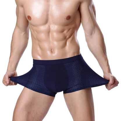 4PCS Lot Men's Boxers – Bamboo Fiber, Breathable Hole Design, Large Size, Comfortable Underwear Shorts