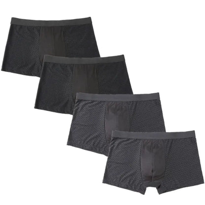 4PCS Lot Men's Boxers – Bamboo Fiber, Breathable Hole Design, Large Size, Comfortable Underwear Shorts