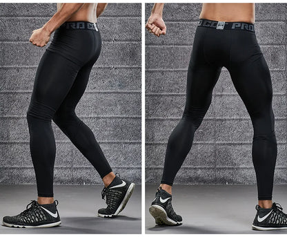 Men's Lycra Compression Pants – Cycling, Running, Basketball, Soccer, Elastic Sweatpants, Fitness Tights, Legging Trousers, Rash Guard
