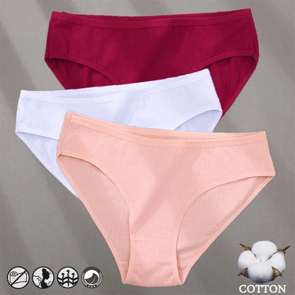 3PCS Cotton Jacquard Panties – Women's Underwear, Sexy Lingerie, Solid Color, Comfortable Briefs, Intimate Wear