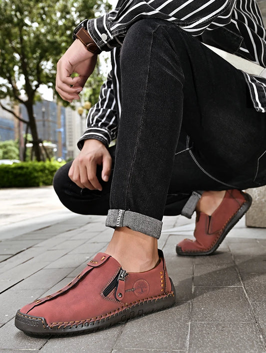 Handmade Leather Shoes – Casual Slip-On Loafers, Breathable Leather Shoes for Men, Flats, Hot Sale Moccasins, Tooling Shoes, Plus Size for Men