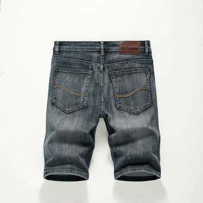 Men's Shorts Jeans – Denim Stretch Pants, Dark Blue, Fashion Design, Slim Straight Fit, Summer Shorts for Men
