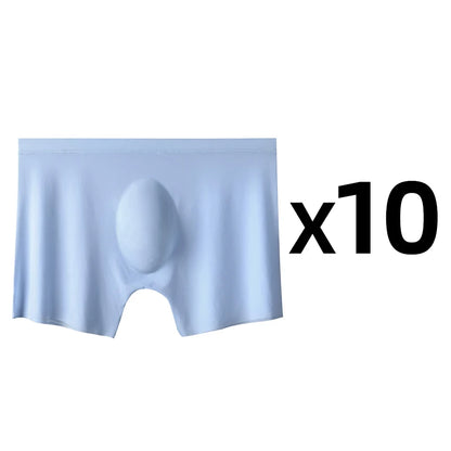 Men's Ice Silk Boxers – 10 Pcs/Lot, Seamless, Ultra-Thin, Breathable, Summer Sexy Underwear Shorts