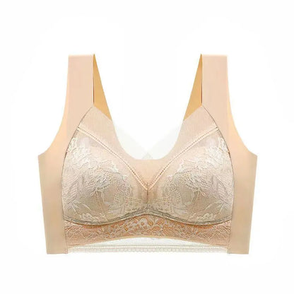 Women's Lace Bra – Perspective Bralette, Push Up Ice Silk Deep V Bra, Sexy Lingerie Tops, Plus Size Cup
