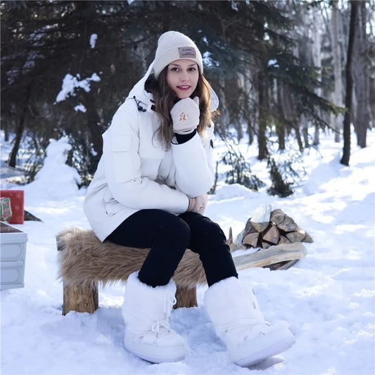 Fluffy Fur Boots – Fashion Sexy Faux Fox Fur Snow Boots, Ladies Furry Warm Cotton Boots, Outdoor Ski Boots for Winter