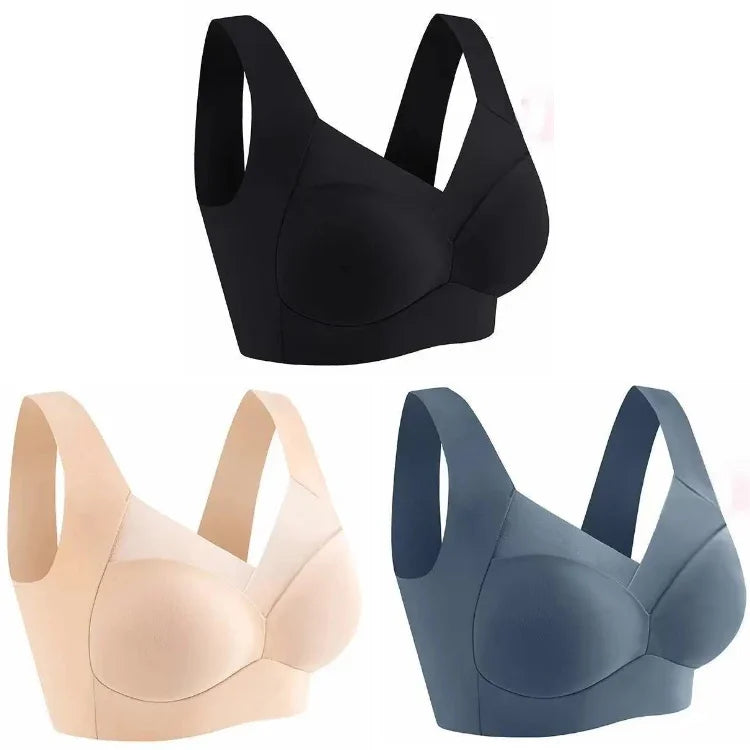 3pcs Ice Silk Seamless Sport Bra Gather Prevent Sagging No Steel Ring Comfortable Large Size