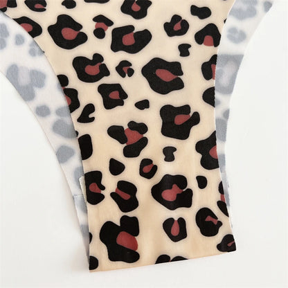 4PCS Ultra Soft Thong Panties – Sexy Graphic Print, Seamless, Stretch, Leopard G-String, Comfortable Lingerie