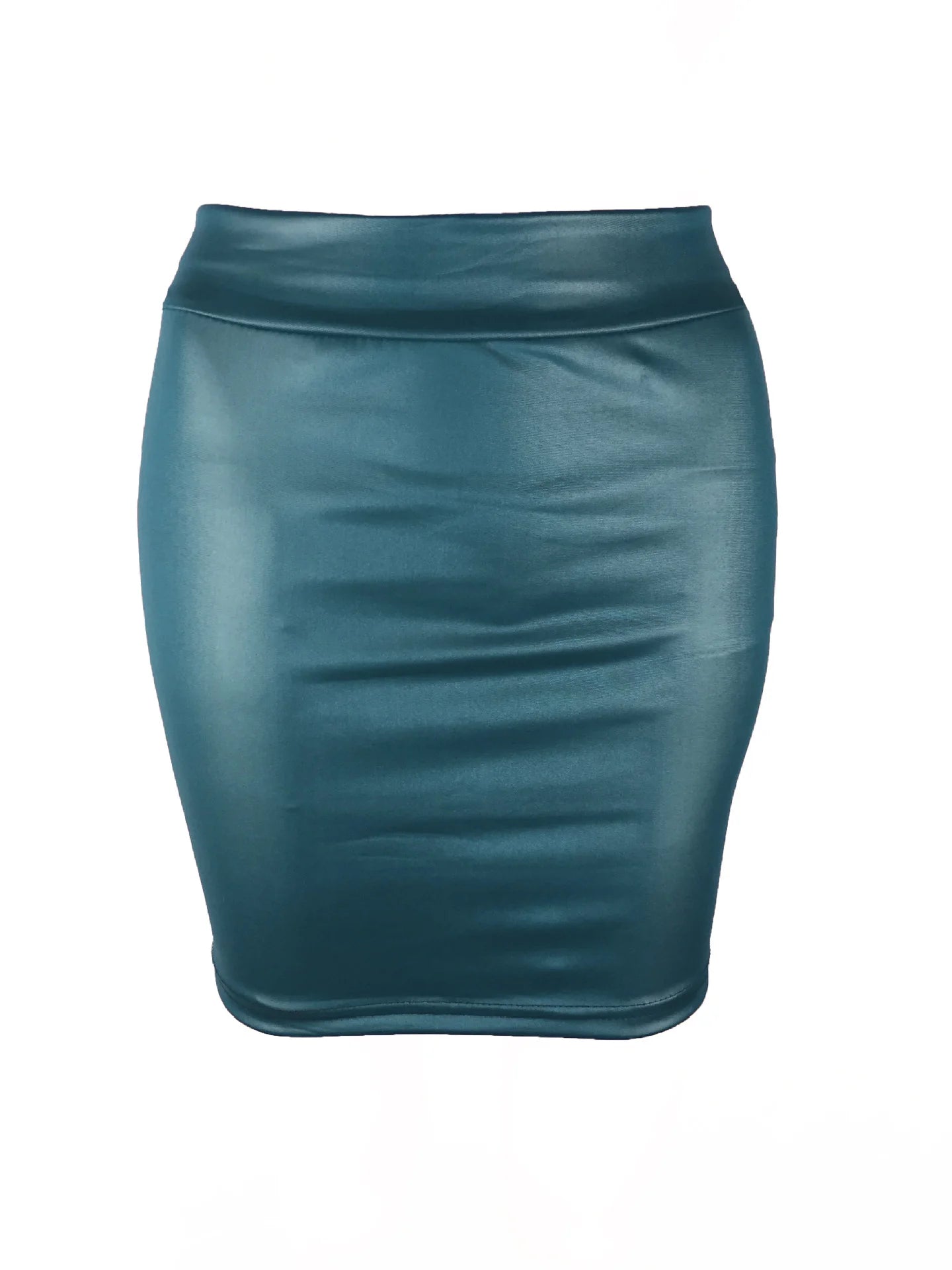 Slim Imitation Leather Pencil Mini Skirt High Waist