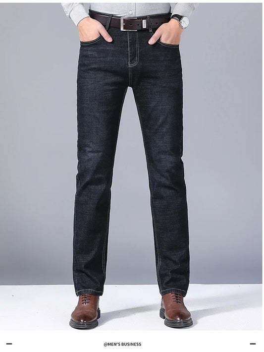 Men's Classic Jeans – Soft Black Denim, Biker Style, Pantalones Hombre, Stylish and Comfortable Overalls for Men