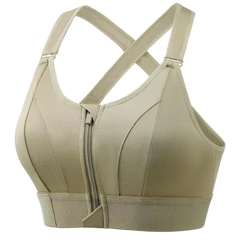 Sports Bras Front Zipper Adjustable Strap Shockproof