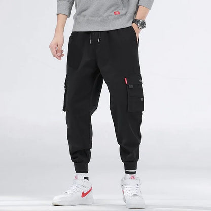 Classic Design Multi Flap Pockets Cargo Pants – Men's Loose Fit, Drawstring Harem, Oversized Jogger Pants for Men and Women