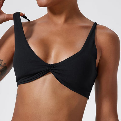 Shock-absorbing and push-up sports bra