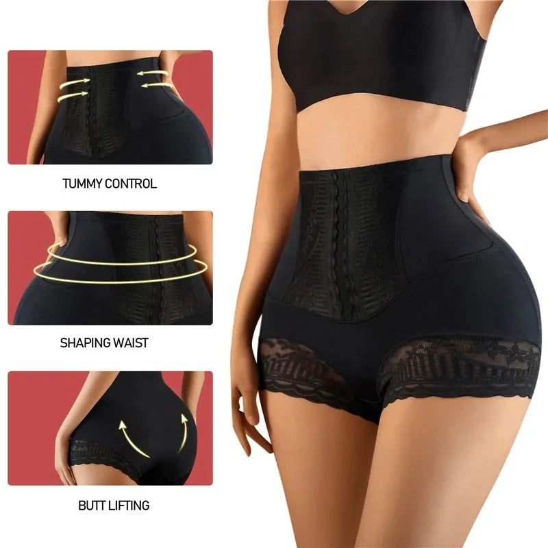 High Waist Control Panties Seamless Shapewear Briefs With Lace Slimming Shorts Flat Belly Shaping