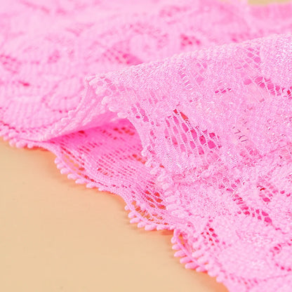 3PCS Lace Floral Thong Panties – Low Waist, Breathable, Sexy, Transparent, Solid Color Women's Underwear