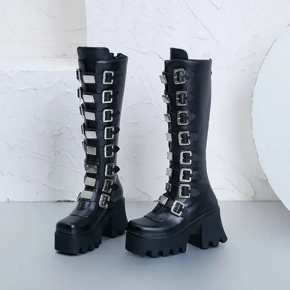 Gothic Shoes Platform Knee High Punk Black Sexy