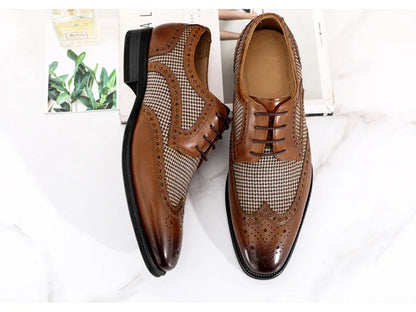 Leather Brogues – Fashion Wedding Party Men Dress Shoes, Italian Designer Male Driving Formal Shoes, Lace-Up Men Oxfords, Big Size