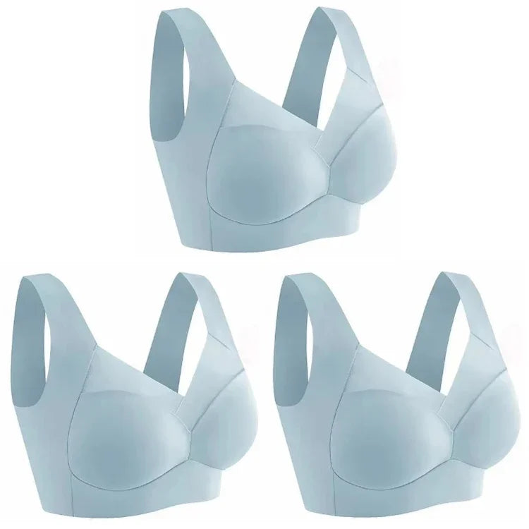 3pcs Ice Silk Seamless Sport Bra Gather Prevent Sagging No Steel Ring Comfortable Large Size