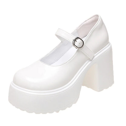 Super High Heels Mary Jane Shoes for Women – Goth Chunky Platform Pumps, Plus Size, Ankle Buckle, Party Lolita Shoes