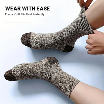 5 Pairs Wool Socks for Men – Super Thick, Thermal Hiking Socks, Ideal for Cold Weather