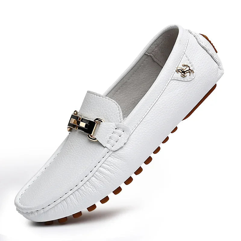 Loafers Handmade PU Leather – Casual Driving Flats, Slip-on Shoes, Luxury Comfy Moccasins, White Loafers for Men