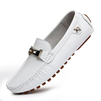 Loafers Handmade PU Leather – Casual Driving Flats, Slip-on Shoes, Luxury Comfy Moccasins, White Loafers for Men