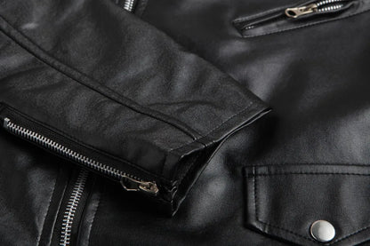 Men's PU Leather Jacket – Motorcycle Fashion, Slim Fit Leather Coat