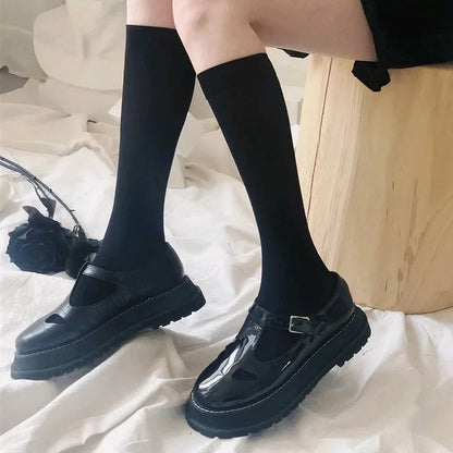 Solid Color Long Socks – Japan Style School Girls Thigh High Stockings, Lolita Kawaii Cute Knee High Socks