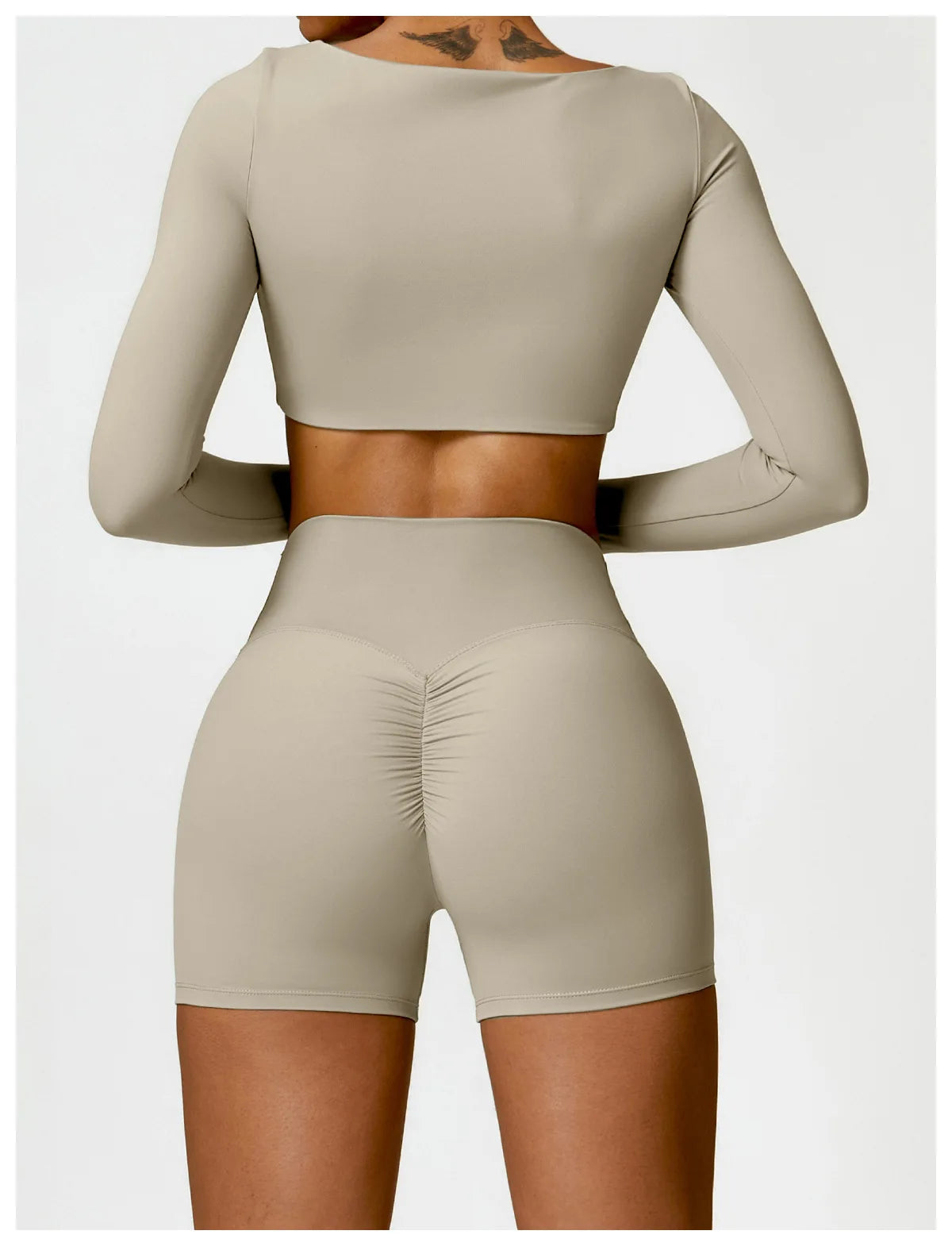 Sportswear Set – Long-Sleeve Top & High-Waisted Shorts or Leggings