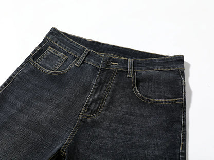 Men's Shorts Jeans – Denim Stretch Pants, Dark Blue, Fashion Design, Slim Straight Fit, Summer Shorts for Men