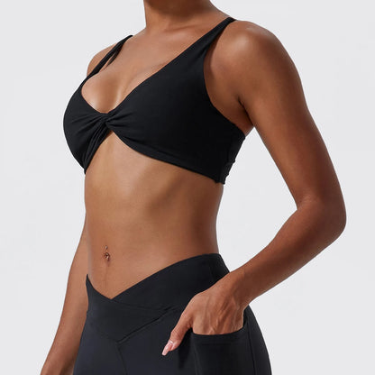 Shock-absorbing and push-up sports bra