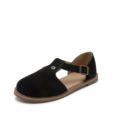 Flat-Soled Retro Frosted Genuine Leather Women's Sandals - New Hollow Roman Baotou Sandals for Women