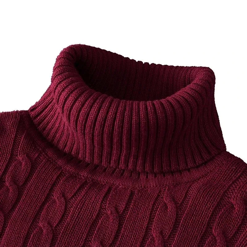 Men's Long Sleeve Knitted Sweaters – Slim Fit Turtleneck, Casual Pullover, Lightweight Ribbed Sweater
