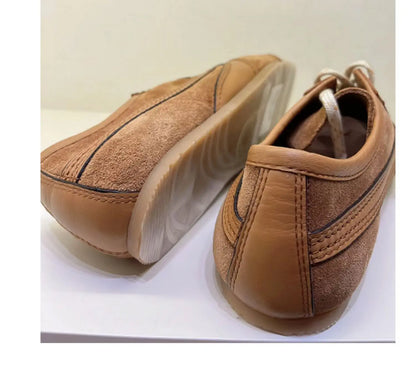 Casual Sneakers - Comfortable Deerskin Board Shoes, Lace-Up Flat Trainers for Women, Femmes Cuir Allemand Trainers, New Collection