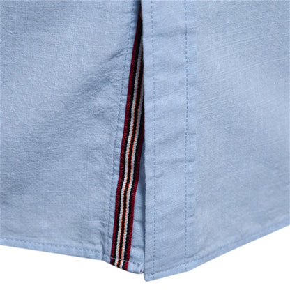 100% Cotton Social Shirt For Men – Solid Color, Long Sleeve, High Quality Brand, Spring Stand Collar, Casual Style