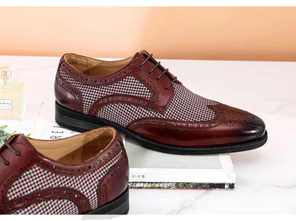 Leather Brogues – Fashion Wedding Party Men Dress Shoes, Italian Designer Male Driving Formal Shoes, Lace-Up Men Oxfords, Big Size