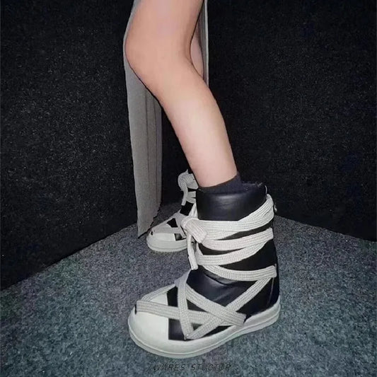 High Top Sneakers Platform Cross-Tied Men’s Casual Boot Shoes – Women Sneakers Designed Casual Flats Ankle Botas