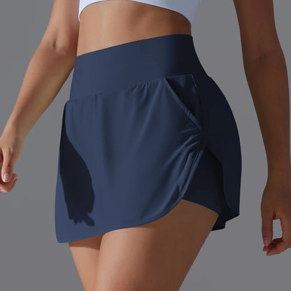 Women Gym Running Shorts – Double Deck, Quick Dry, Sporty, Fitness, Jogging, Workout, With Pocket, Tight Fit