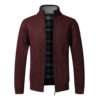 Warm Cardigan – Men's Fleece Sweater With Full Zip, Slim Fit, And Luxury Brand Knitted Design, Perfect For Cold Weather