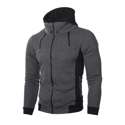 Zip-Up Men's Hoodie – Thick Fleece, Heavyweight Hooded Jacket for Autumn/Winter, Warm Outdoor Coa