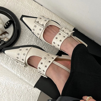 Flat With Shoes – Designer Luxury Buckle Fashion Ladies Flats Shoes, Slingback Pointed Toe Casual Female Sandals Mules