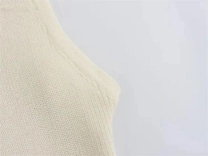 Knit Ribbed Cardigan Maxi Dress – High Waist, Slim Fit, Pocket Design, Sleeveless, Elegant, Party Dress, Women's Knitwear, Long Dress