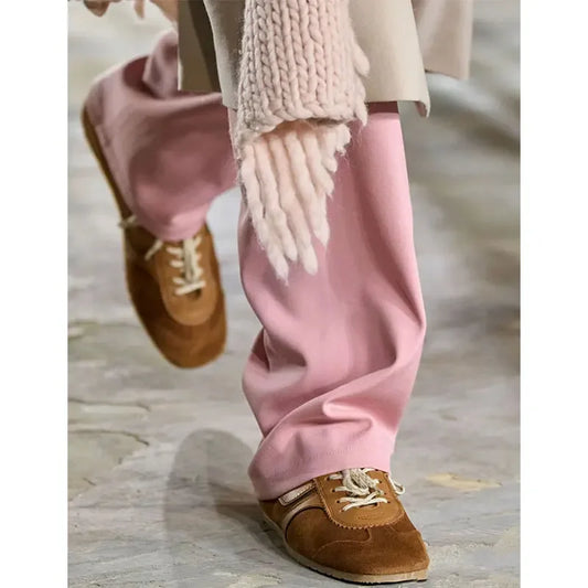 Casual Sneakers - Comfortable Deerskin Board Shoes, Lace-Up Flat Trainers for Women, Femmes Cuir Allemand Trainers, New Collection