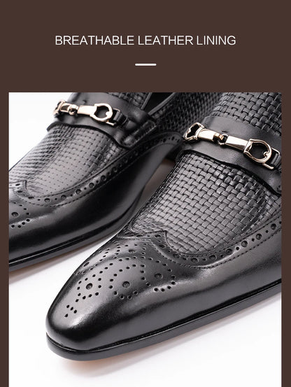 Fashion Business Casual Genuine Leather Shoes – Handmade Party Wedding Wear, Men Office Dress Shoe, Big Size, Black Loafers