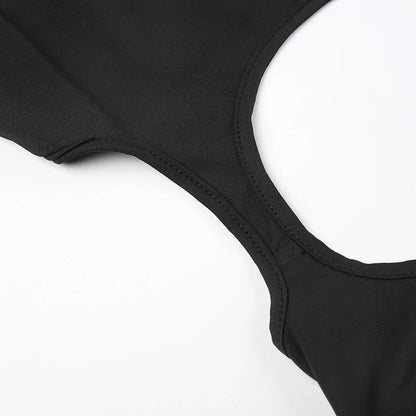 Black Hollow Out Bodysuit – Rave Clubwear, Backless, Sexy Streetwear Jumpsuit