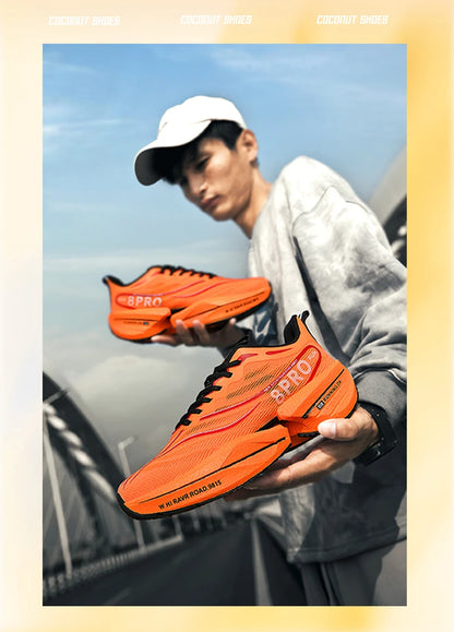 Specialty Carbon Plate Sports Running Shoes – Marathon Air Cushion, Men’s Breathable, Lightweight, Women’s Comfortable Nonskid Sneakers