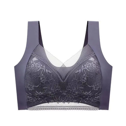 Women's Lace Bra – Perspective Bralette, Push Up Ice Silk Deep V Bra, Sexy Lingerie Tops, Plus Size Cup