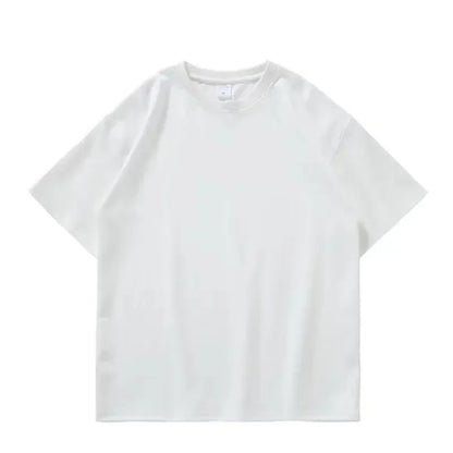 Heavy-duty Pure Cotton T-shirt Thickened, Threaded Round Neck